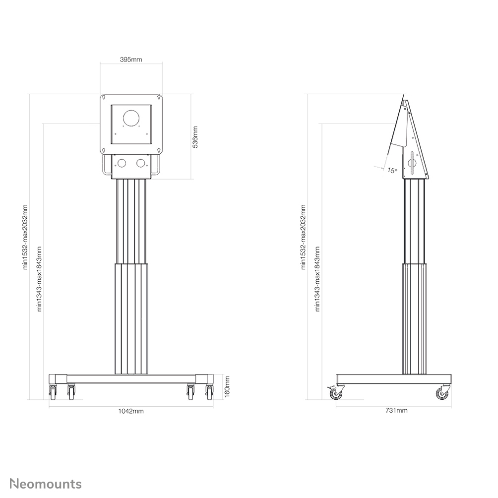 Neomounts NM-HUB2LIFTSILVER Carrello TV fino a 50" - motorizzato